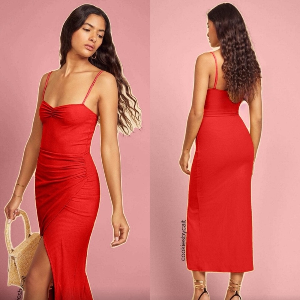 NWOT Reformation red midi dress size XS